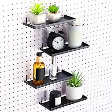 Lineshading Pegboard Shelves 14x6 Inch Metal Shelf Brackets Pegboard Accessories Wall Organizer for Craft Room Home Garage Kids Room Workbench Kitchen Black 4 Pack