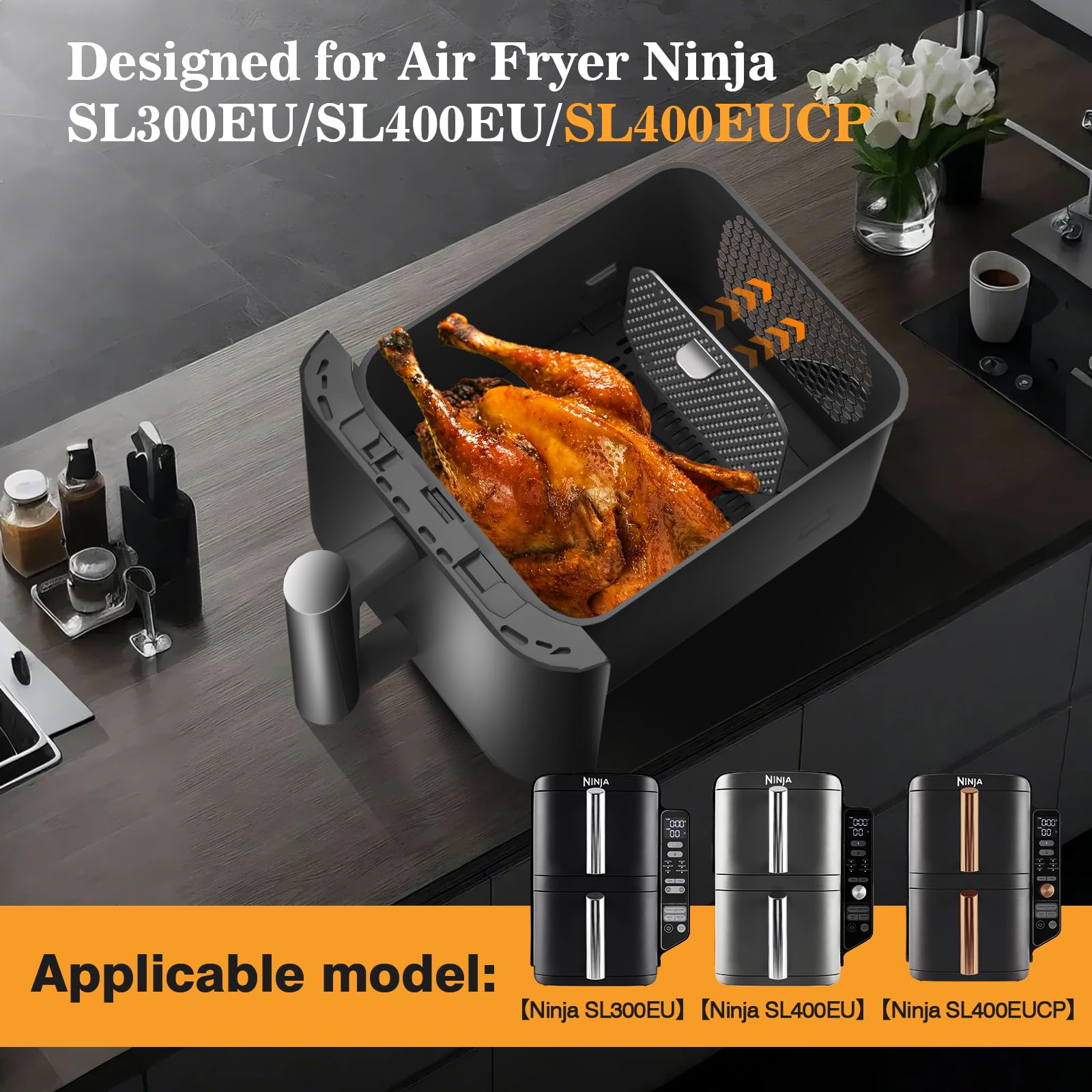 2 Pezzi Paraspruzzi per Ninja Foodi Max Dual Zone SL400EU e SL300EU, Paraspruzzi in Silicone per Friggitrice ad Aria Calda, Accessori per Friggitrice ad aria
