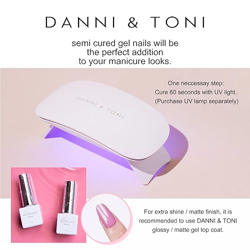 Miniatura 8 de DANNI & TONI Tiras de Gel para Uñas Semicuradas Natural Nude Espejo Envolturas de Gel para Uñas 28 Pegatinas  Bare Light