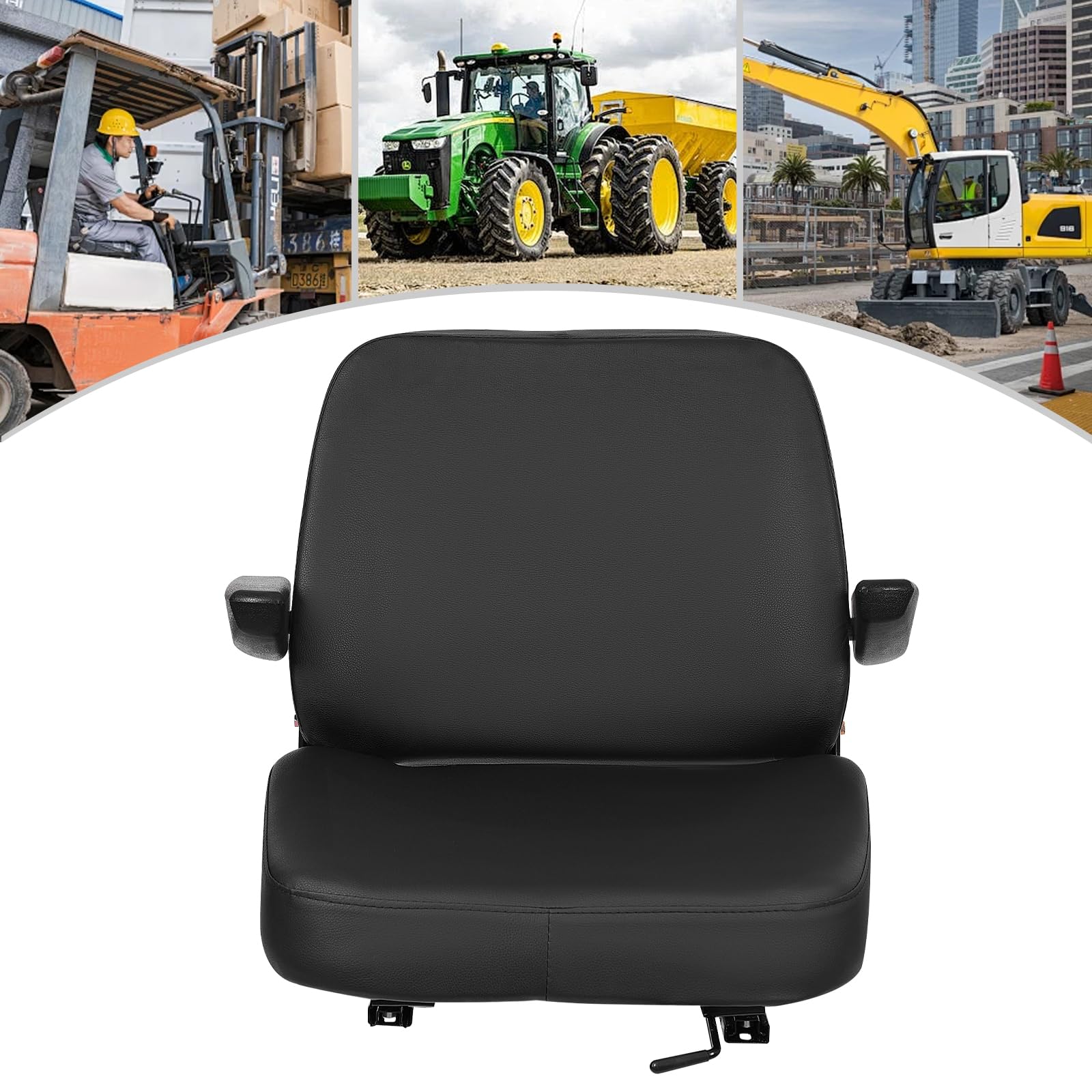 Asiento Universal para Tractor Con Reposabrazos - Ajustable y Ergonómico para Vehículos, Carretillas Elevadoras, Tractores y Excavadoras