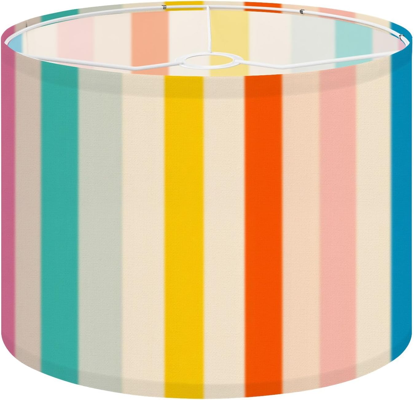Lamp Shade Colorful Vertical Stripe Seamless Retro Rainbow Candy Stripes Bold Drum Lamp Shades for Table Lamps Floor Lamps Pendant Light 10"x13" Replacement Large Linen Lampshade Easy Assembly