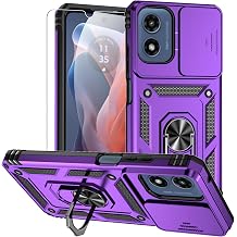 for Moto G 5G 2024 Case,Moto G Play 5G 2024 Case,with Screen Protectors and Camera Cover,[Military Grade] 16ft.Drop Tested with Kickstand Protective Case for Motorola G Play 5G 2024, Purple