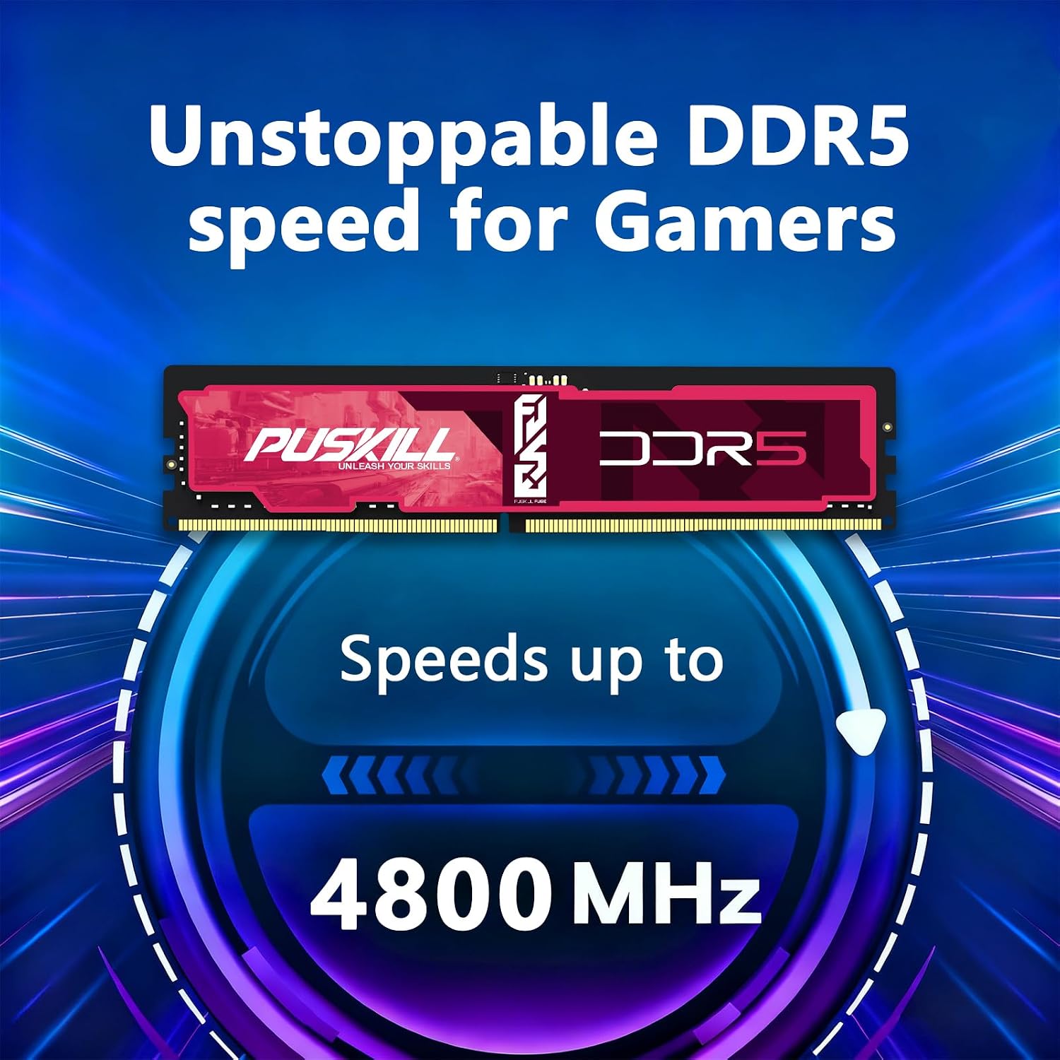 PUSKILL DDR5 RAM 32GB Kit (2x16GB) 4800MHz CL38 Desktop Memory - Plug & Play for Intel & AMD Ryzen 7000 - 2