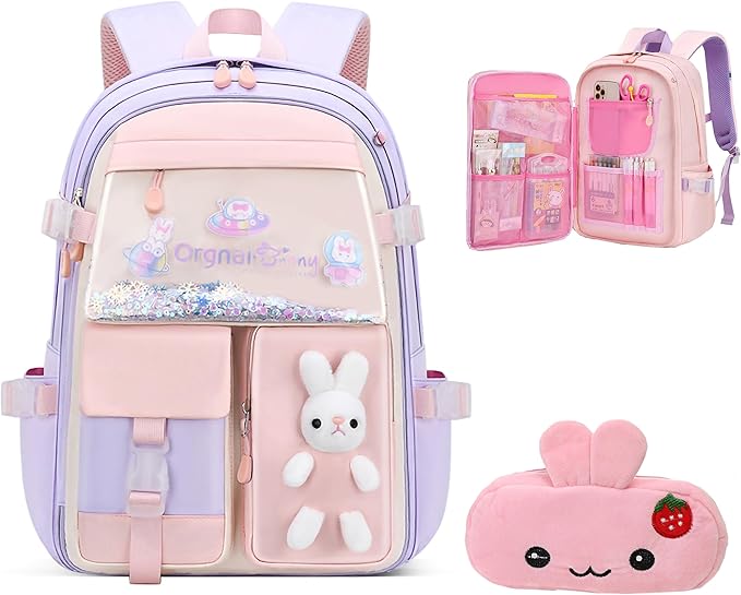 3-teiliges Rucksack Set Für Mädchen - Süßer Bow Rucksack Mit Lunchbox