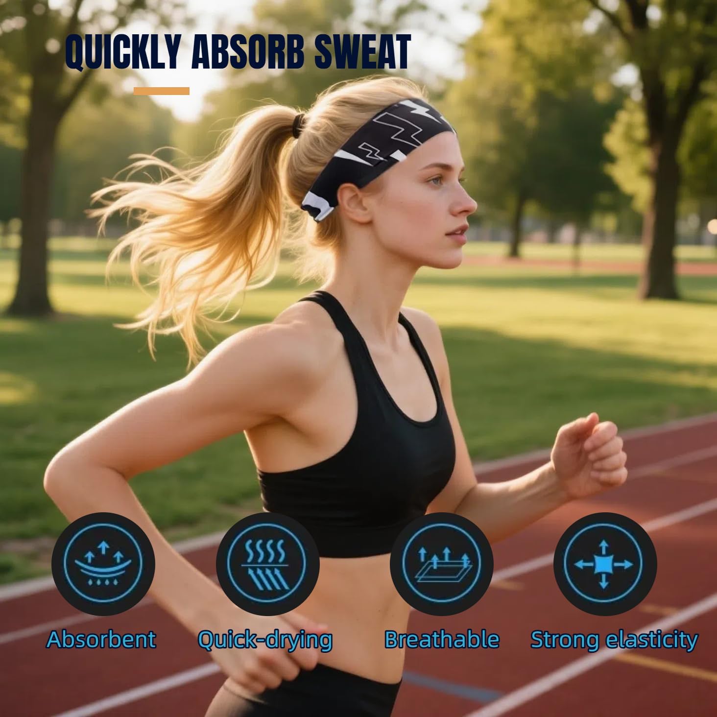 Sweat Band,Hair Bands,Moisture Wicking Workout Headband, Sweatband Headbands for Running,Cycling,Football,Yoga,Fitness Workout Unisex Quick-Dry Sweatband. - Image 5