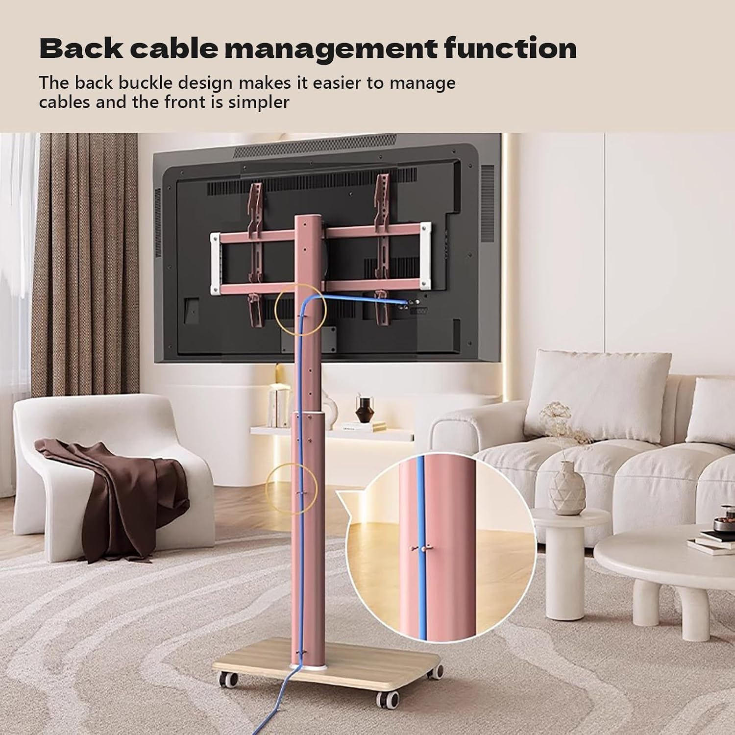Mobile TV Stand with Wheels Rolling TV Cart for 32-85" TVs Portable Floor TV Stand Height Adjustable for Living Room Bedroom Office(White)