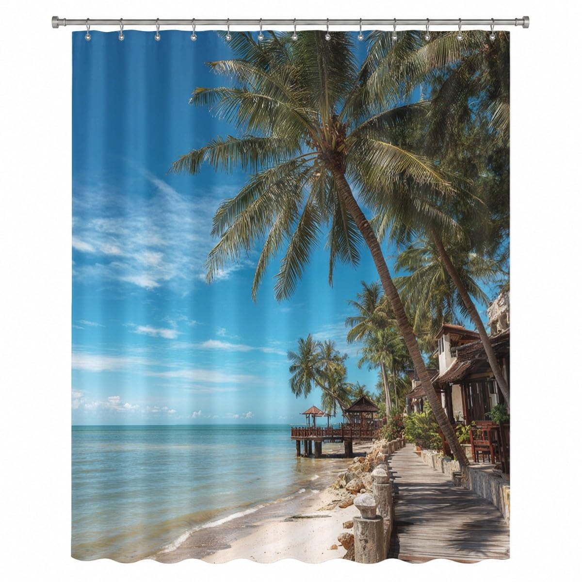 Tenda Doccia 240x200 cm Paesaggio Poliestere, per Bagno, Casa e Hotel