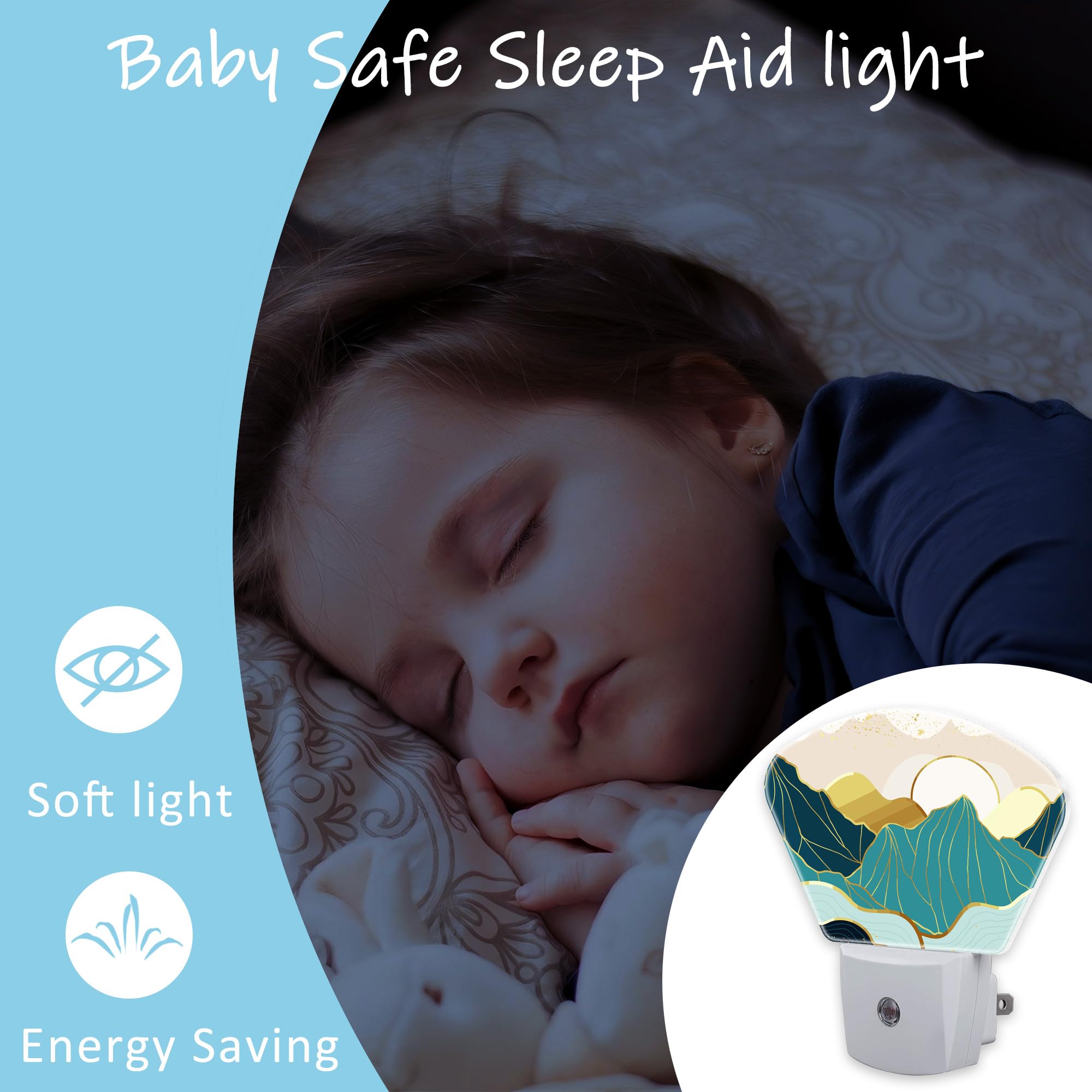 AKKAVNIA Night Light Gold Mountain Plug-in LED Dusk-to-Dawn Sensor Soft Night Lamp Suitable for Home Bedroom Bathroom Hallway — view 5