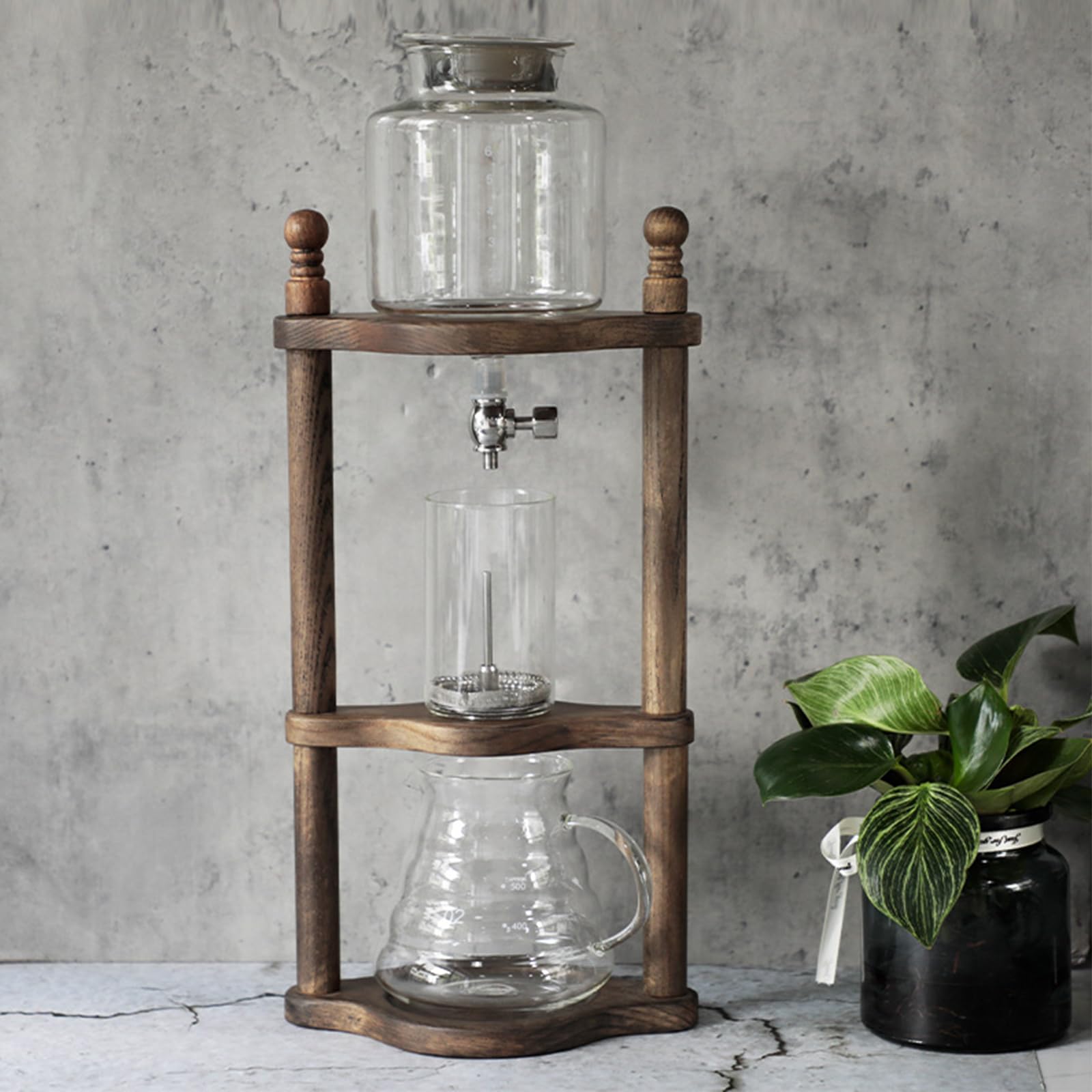 Cafetera de vidrio de borosilicato de alta calidad, cafetera de goteo de 4 a 6 porciones con válvula ajustable de acero inoxidable, ideal para uso en espresso y café