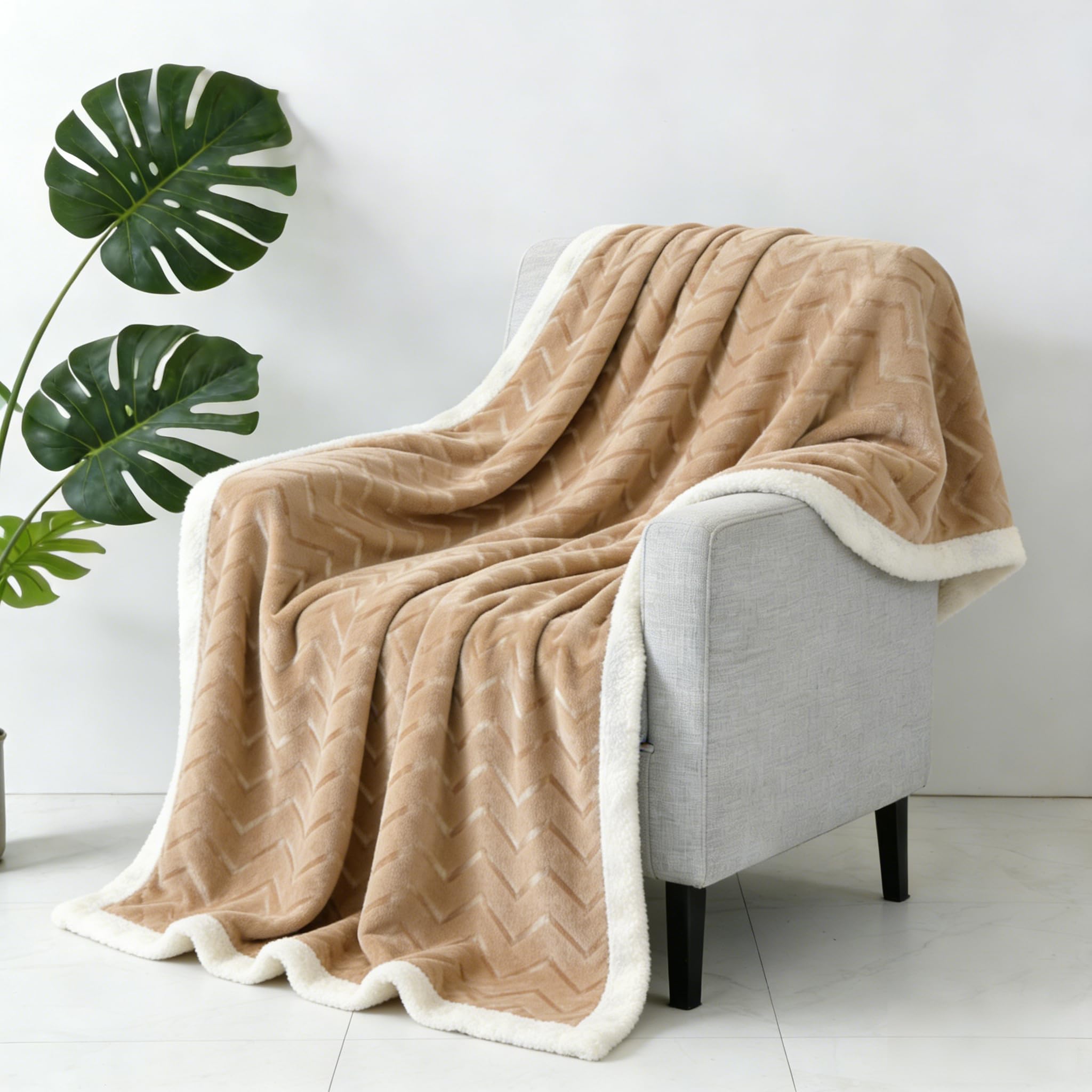 Brown Sherpa Fluffy Fleece Blanket Super Soft Throw For Bed Cozy Warm Blankets Double Size For Sofa, Couch, Armchair, 150X200cm,
