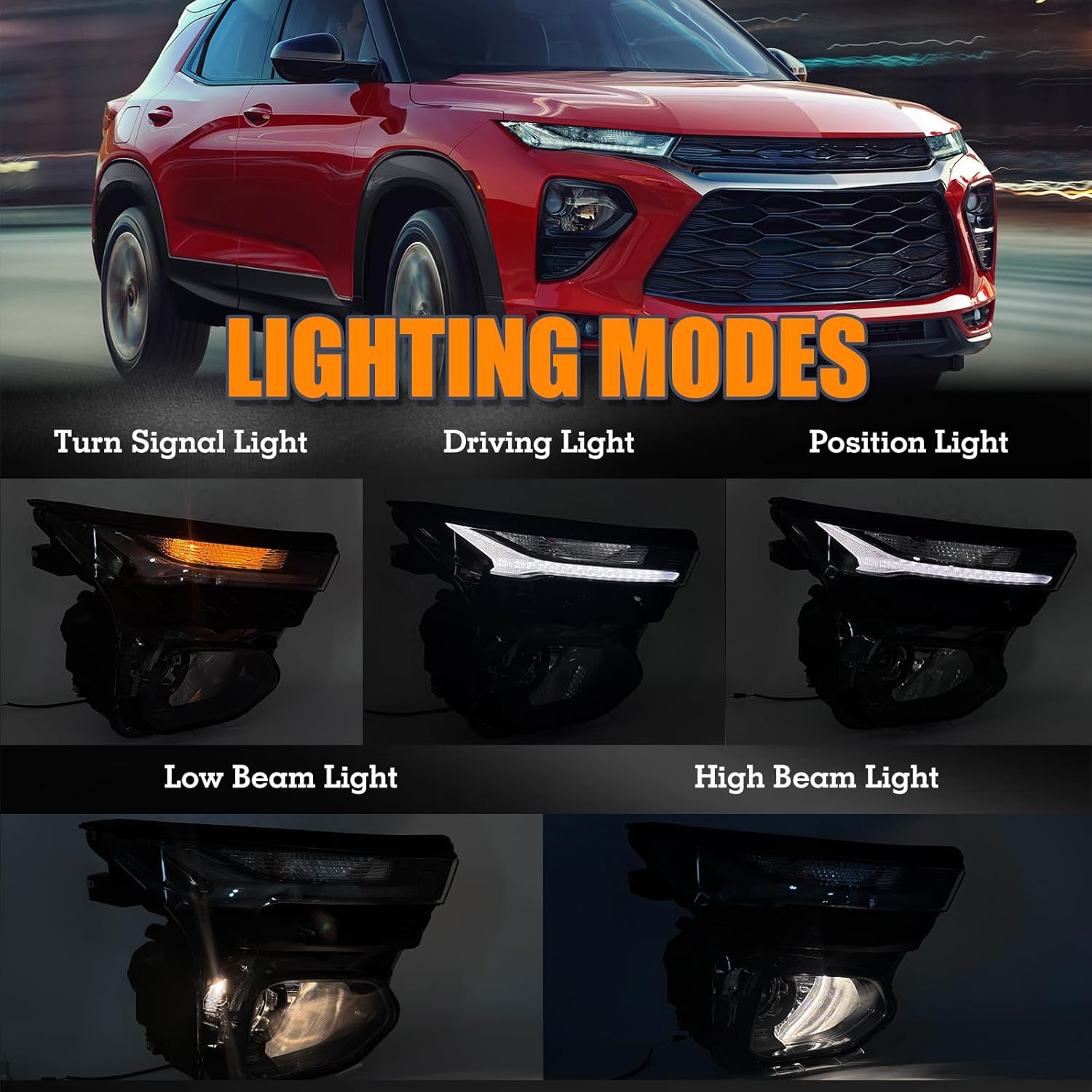 RH Halogen Type HeadlightsW/LED DRL Projector Assembly Compatible with 2021-2023 Chevy Trailblazer LS/LT/RS/Activ Headlamp Right Passenger Side GM2503520 42790340