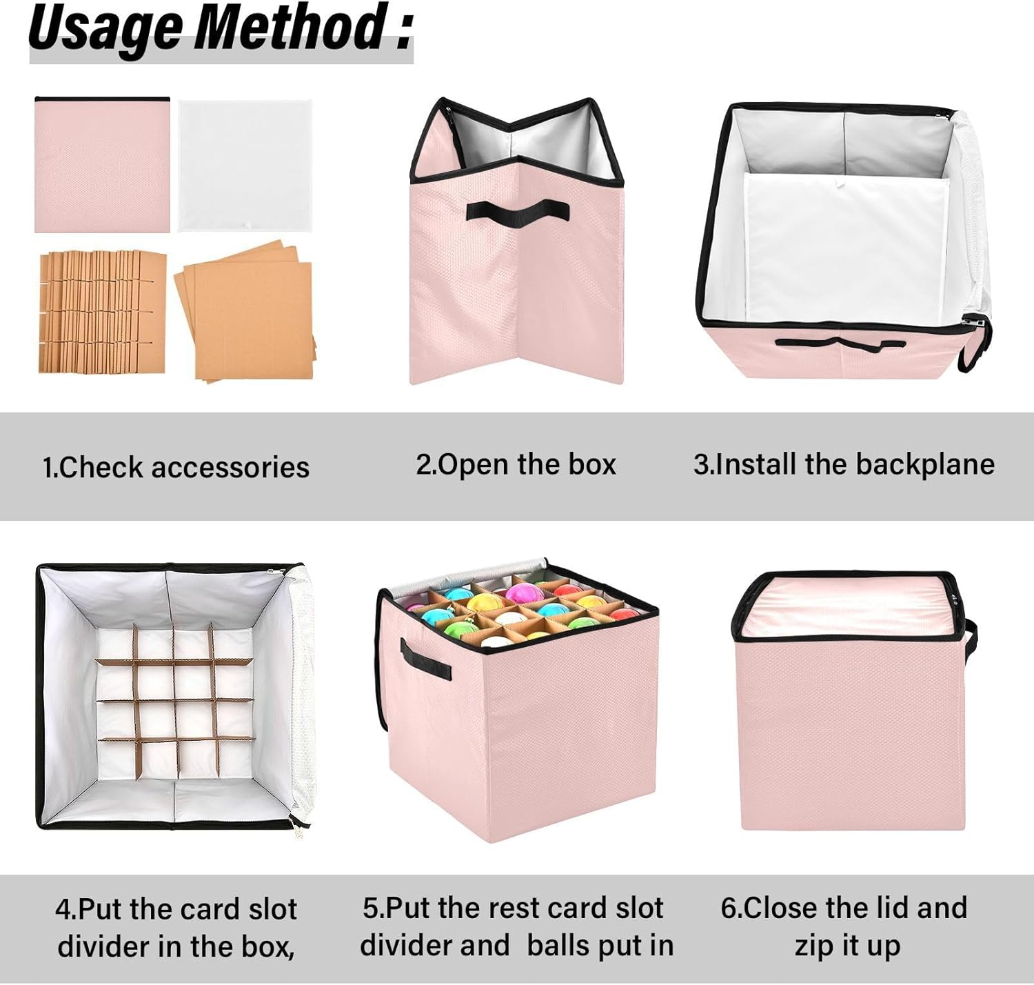 High Capacity Christmas ornament storage Holds Up to 64, Adjustable Dividers, Zippered Top, Two Handles stackable Holiday Storage Case with Lid,Light Pink