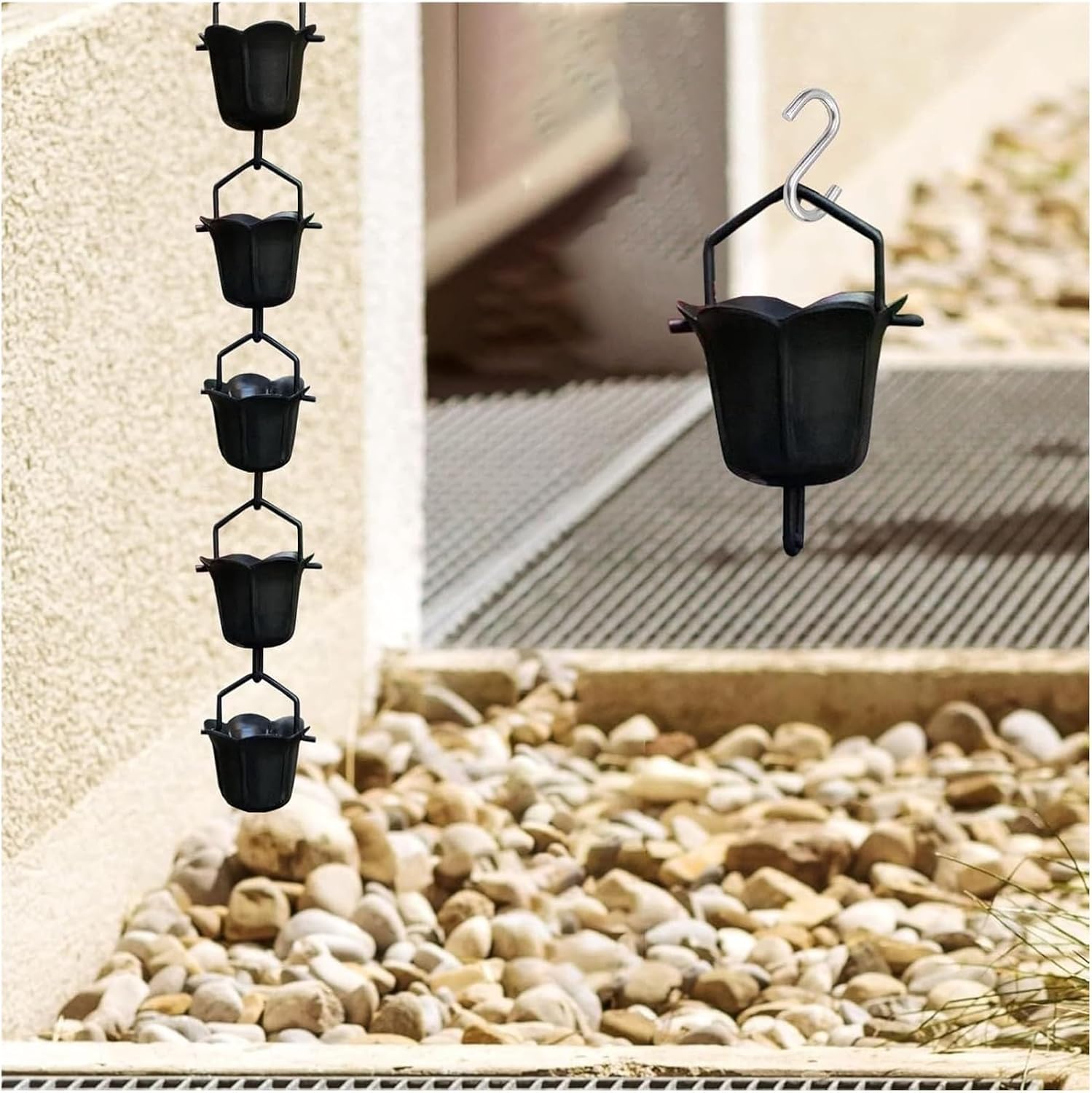 Rain Chains，Decor Rain Chain ， Rain Chains,Waterfall Rain Catcher Chain Garden Ornament Kit,Outdoor Drain Gutter Downspout Rain Water(1m/3.3 ft)