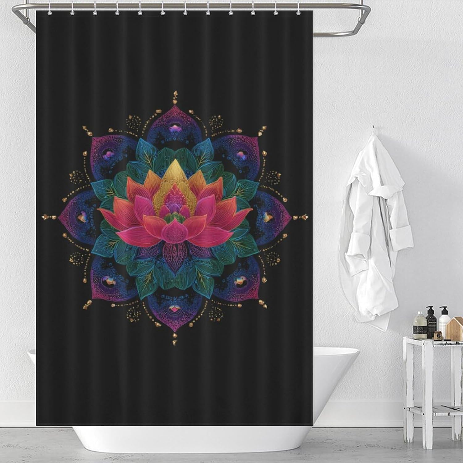 Colorful Mandala Shower Curtain 46.85x70.87Inch（119x180cm） Polyester Bath Curtain Shower Curtains Printed Decorative