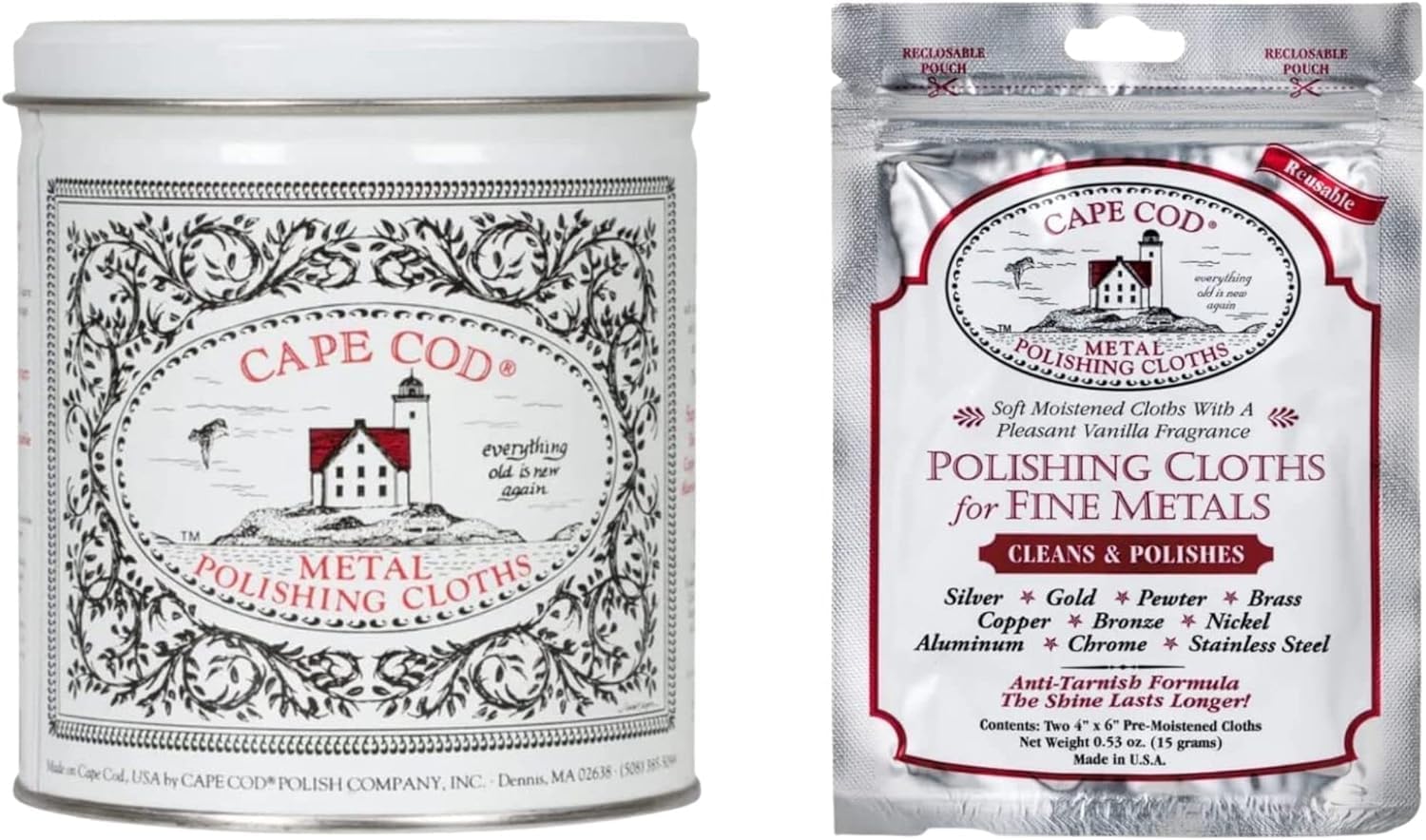 Cape Cod Metal Polishing Cloths Scratch Removal Bundle, Silver