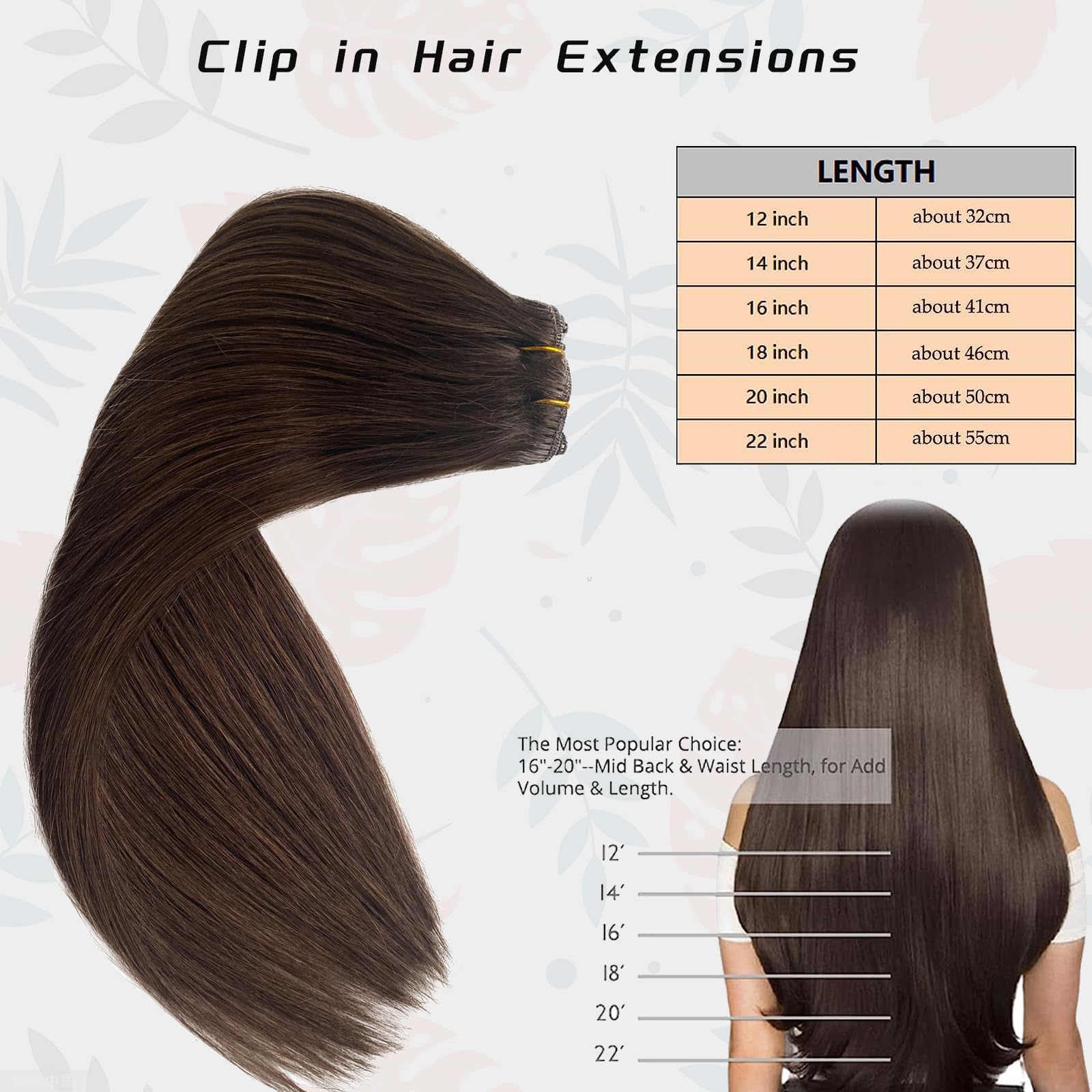Amazon.com : Clip in Hair Extensions Real Human Hair Dark 