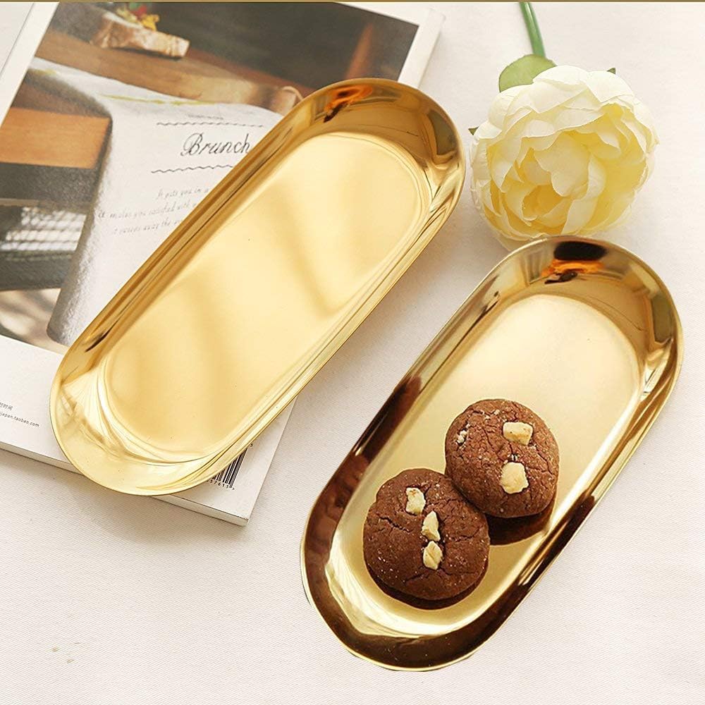 🛒 Crаzу Dеаlѕ NUPTIO 2 Pcs of Stainless Steel Towel Tray Wedding Snake Tray Table Storage Tray Dish Plate Tea Tray Fruit Trays Cosmetics Jewelry Organizer, Gold, Oval Exсluѕіvе Sресіаl NUPTIO 2 Pcs of Stainless Steel Towel Tray Wedding Snake Tray Table Storage Tray Dish Plate Tea Tray Fruit Trays Cosmetics Jewelry Organizer, Gold, Oval