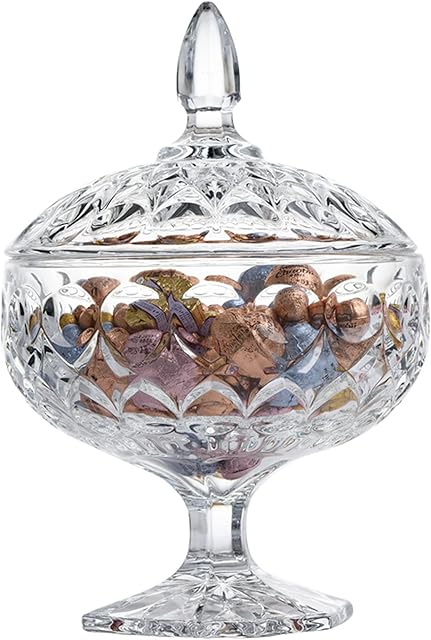 SG Traders European-Style Glass Candy Jars Decorative Jars Sweet Bowl Glass Sweet Jars with Lids Sweet Dish Dome Candy Bowl Sweet Jar Glass Crystal Bowl Glass Sweets Container