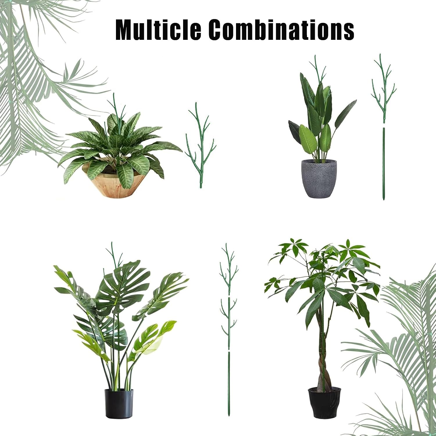 9 Pack Stackable Plant Support Stakes for Indoor Outdoor Climbing Plants Support Structures Adjustable Length with Twist Ties, Plant Ties and Scissor thumbnail