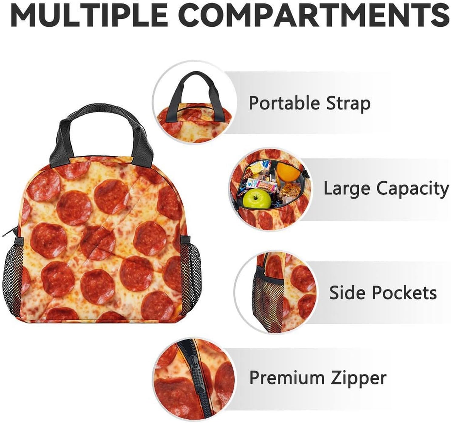 Pizza Backpack Set, 3PCS School Backpacks Matching Combo for Girls, Cute Red Bookbag and Pencil Pouch Bundle for Teens
