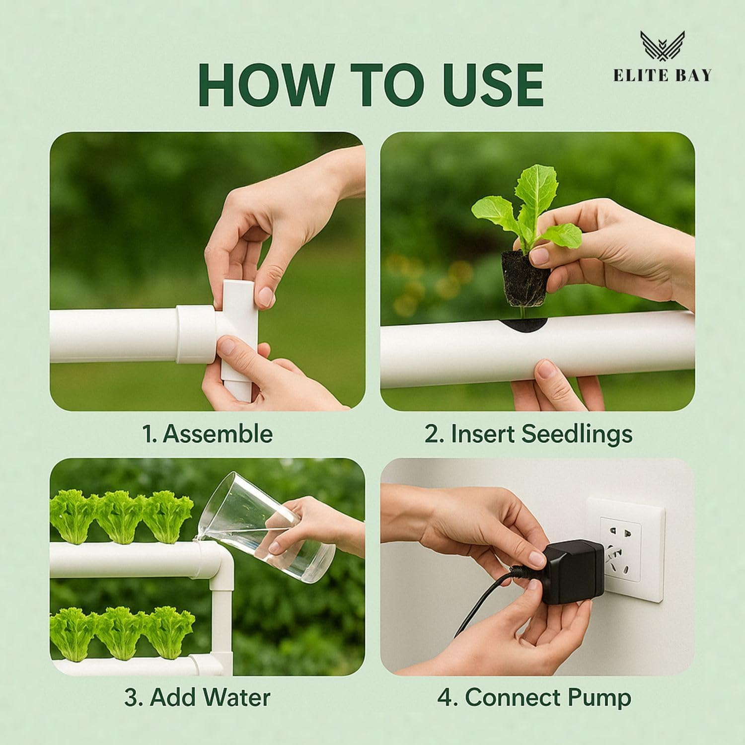 36-Pod Hydroponic Plant Growing System – PVC Vertical Soilless Indoor/Outdoor Garden Kit | White Tower with 36 Baskets, Sponges, AU/US Plug & Soft Tube | Ideal for Home Gardening