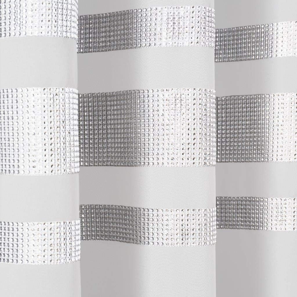 GC GAVENO CAVAILIA Kendal Diamante Blackout Curtain Pair, Eyelet Thermal Insulated Bedroom Curtains With Tie Backs, White - Image 4
