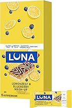 LUNA Bar - Mash-Ups LemonZest + Blueberry Flavor - Gluten Free Snack Bars - Non-GMO - Protein Bars - Made with Organic Oats (15 Pack)
