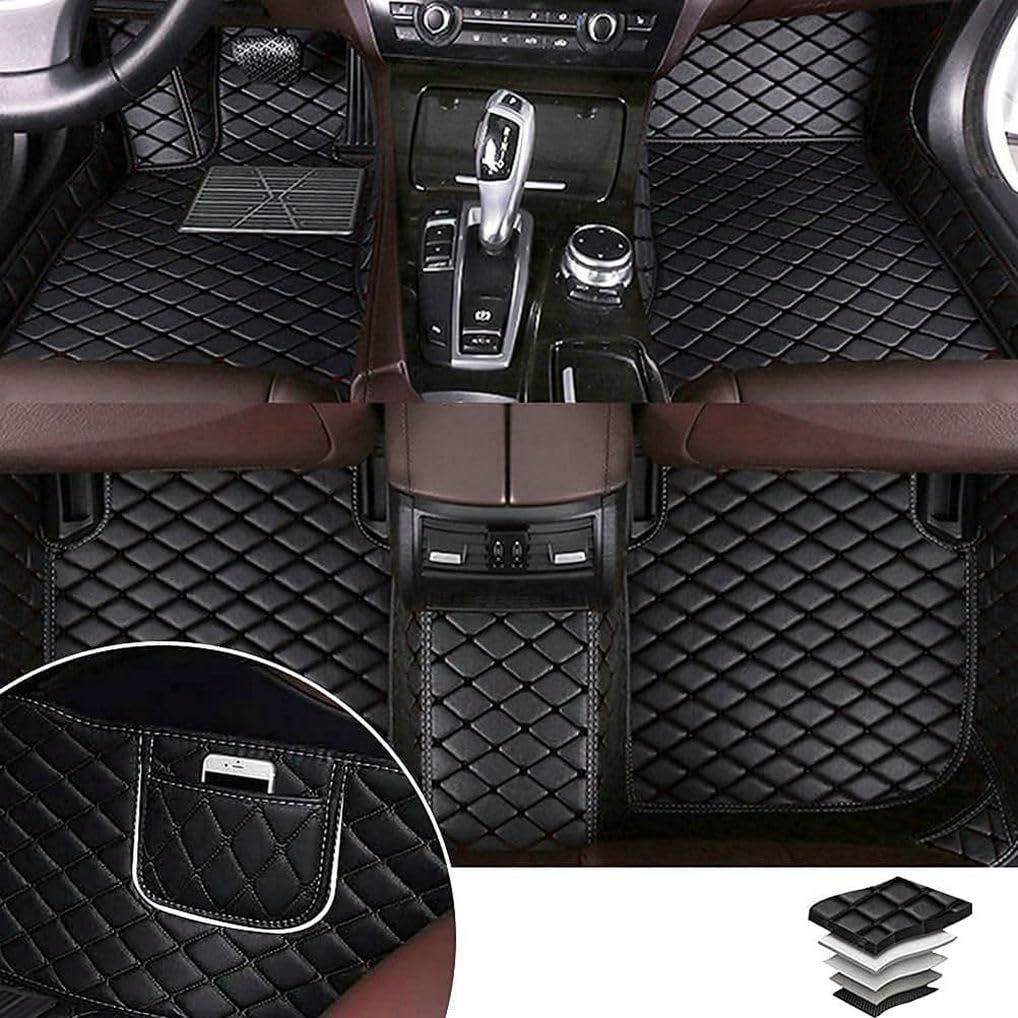 YaruicarCustom Car Floor Mats for 99.99% Sedan SUV Sports Car Men Women Protection Full Coverage Pads Anti-Slip Leather Floor Lining All Weather Car Floor Mats (Black 2)