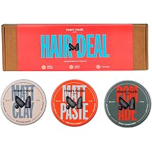 Mens Rock Hair Deal Styling Kit - High Hold Styling Products with Matte Paste, Matte Clay and Hair Pomade - Essential Grooming - 3 Pieces