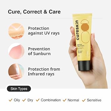 Cureskin Mineral Day Cream Sunscreen Matte Finish SPF 30 PA+++ | Broad Spectrum Sun (UVA, UVB & IR) Protection | Zinc Oxide with Prebiotics, 50 g (Pack of 1)