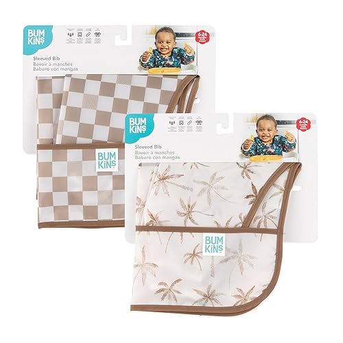 Miniatura 30 de Bumkins - Babero con mangas - Para niños y niñas, bebés y niños pequeños de 6 a 24 meses - Ligero, duradero, impermeable - Babero de manga larga -