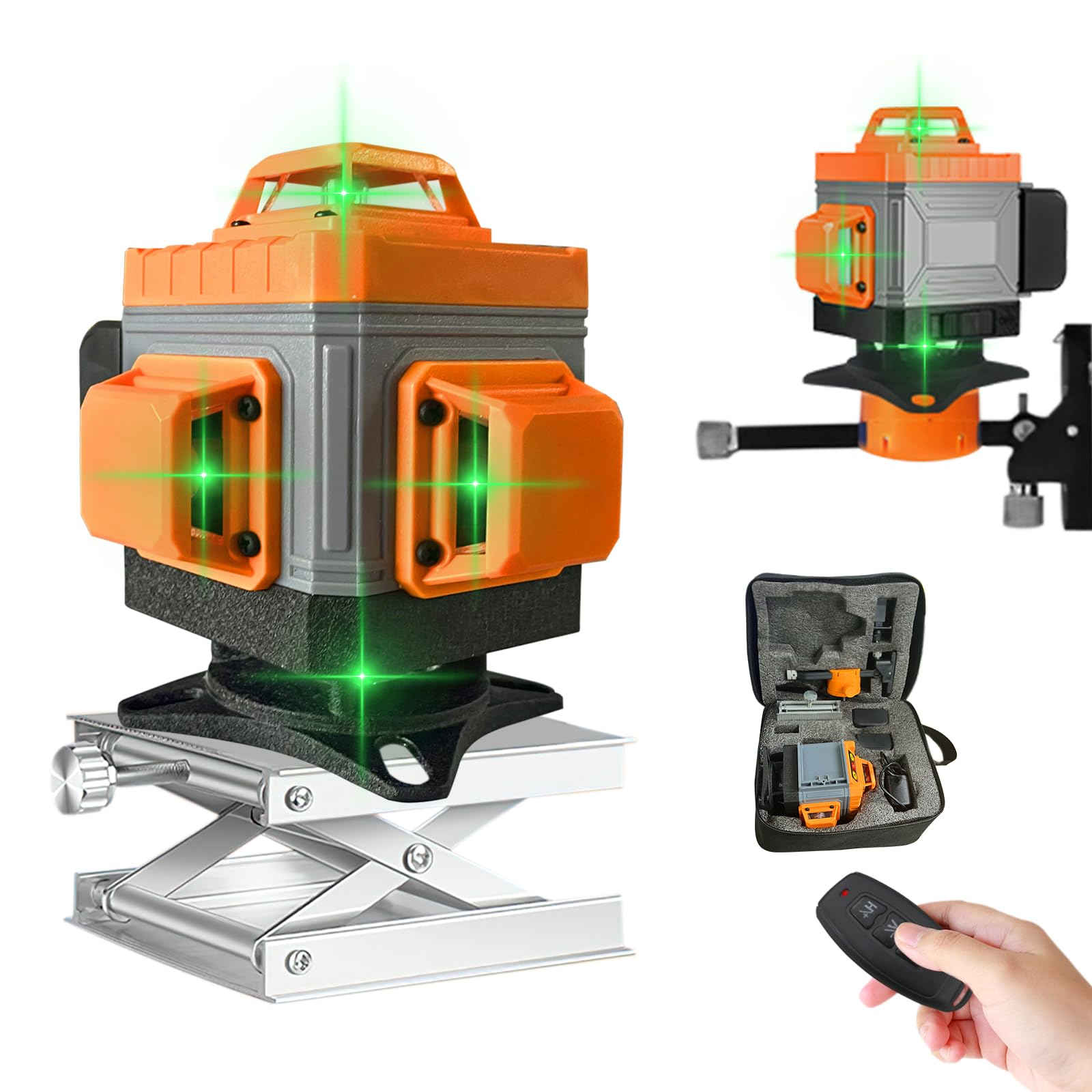 16 Lines Green Laser Level Pro,4x360° 4D Green Cross Line Professional Laser for Construction,Two 360° Vertical and Two 360° Horizontal Laser Level Pulse Mode & Remote Controller