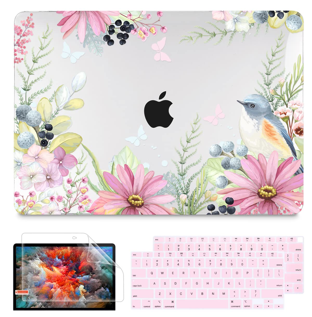May Chen Compatible with New MacBook Air 13 inch Case 2021 2020 2019 2018 Release Models A2337 M1 A2179 A1932, Plastic Hard Shell Case for Air 13 with Retina Dispaly Fits Touch ID, Retro Butterflies