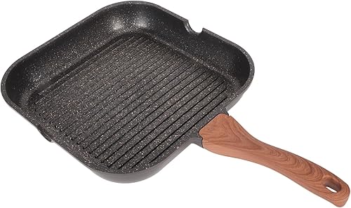 Miniatura 4 de Syrisora Sartén para parrilla de estufa Sartén cuadrada de inducción de aluminio Sartén antiadherente para carne casera (L)