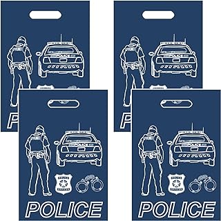 CupaPlay 50PCS Police Party Supplies Goodie Favor Plastic Bags - Police Birthday Party Favors Decorations Halloween Goodie Gift Bag