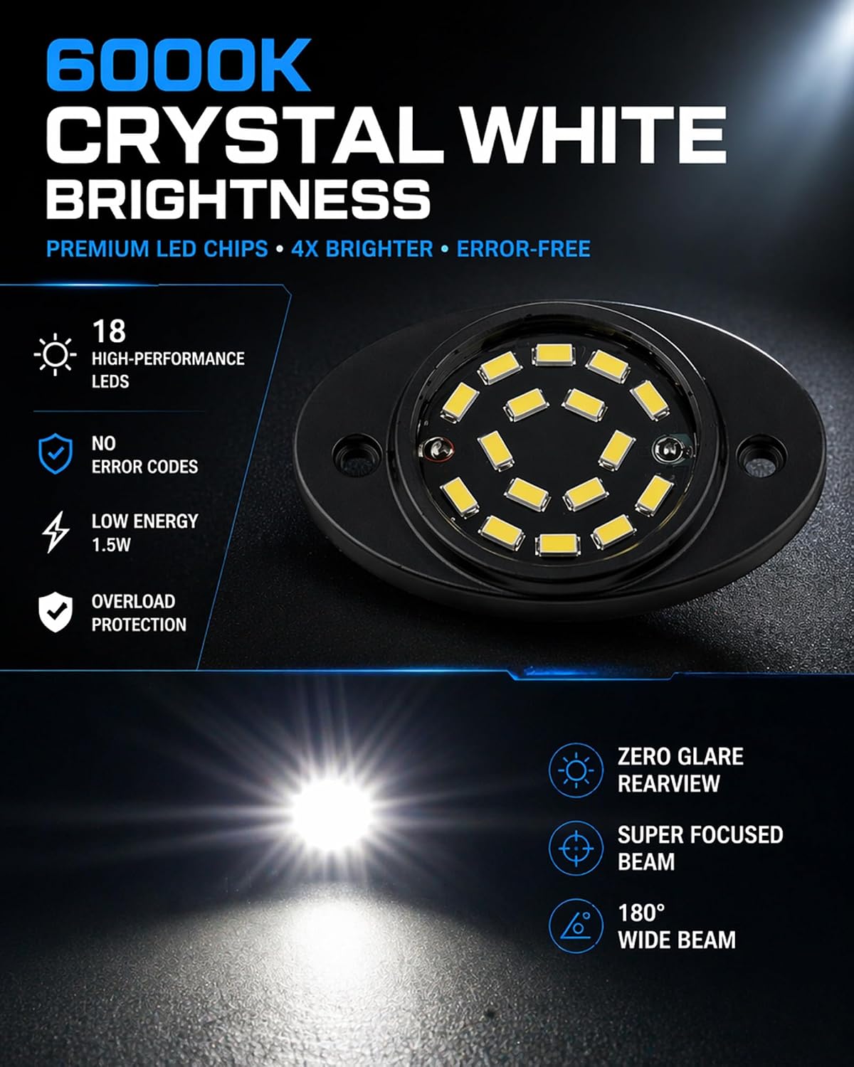 LED License Plate Light Assembly, Tag Lamp with Pigtail Harness