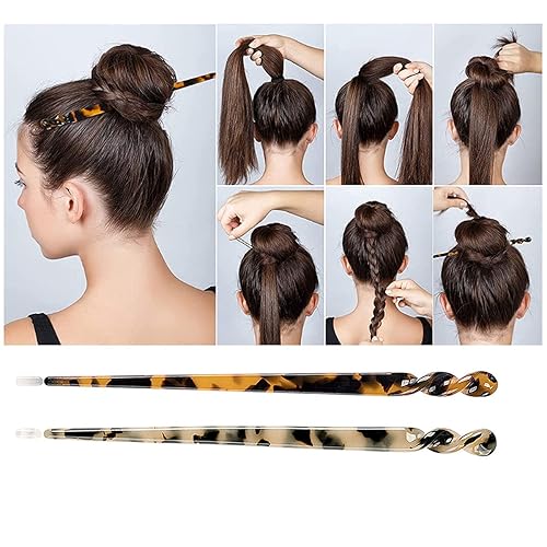 Miniatura 3 de Paquete de 6 palillos de acetato para el cabello, palillos con estampado de leopardo, palillos de tortuga, horquilla, palillos para el cabello,