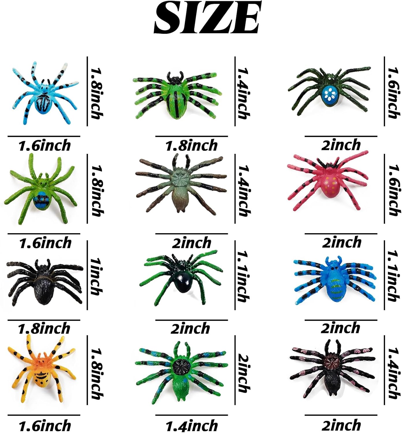 48PCS Spider Toys Realistic Spider Figures Colorful Tarantula Figurines for Halloween Decor, Early Educational Toy, Birthday Party, Cake Topper for Kids