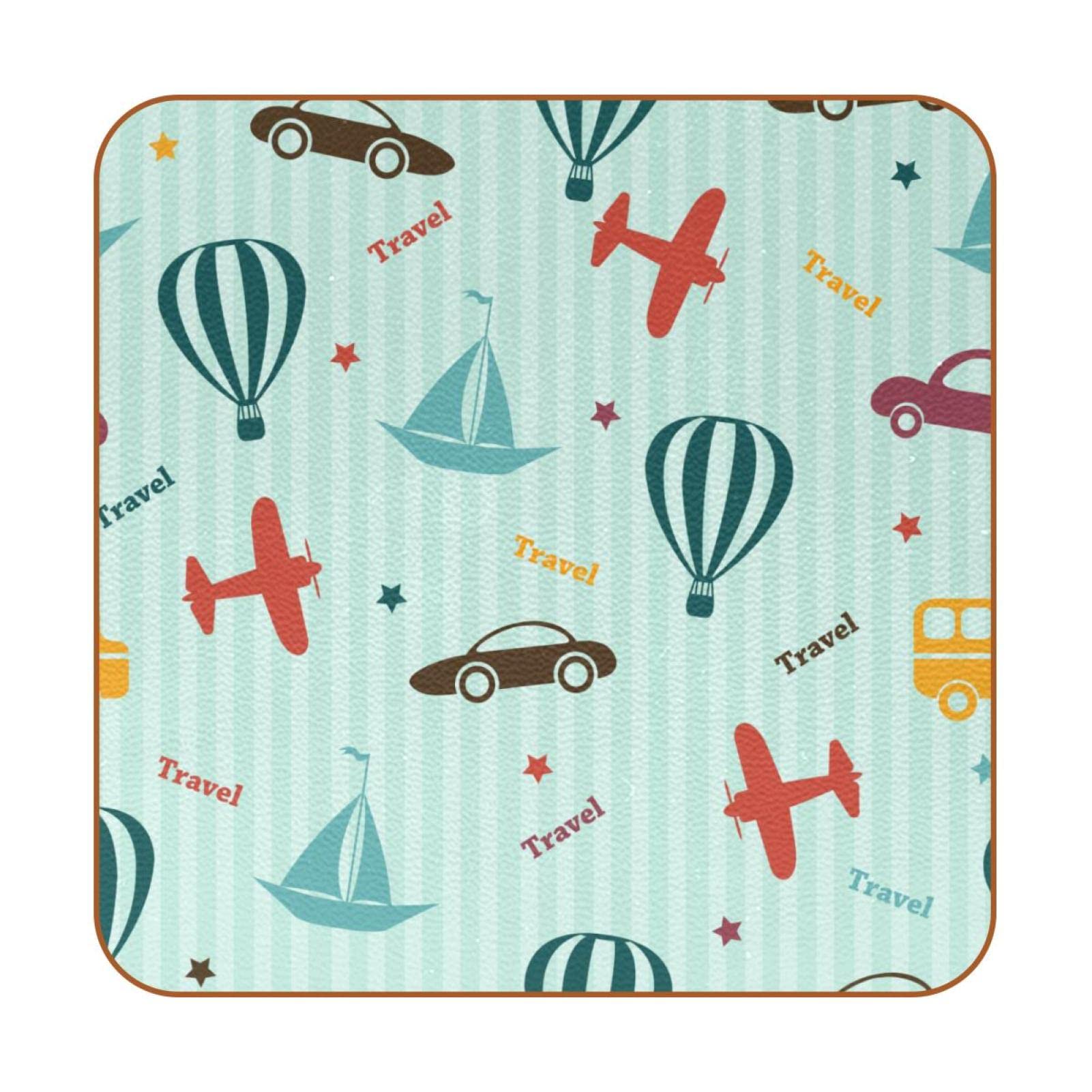 Dessous de verre de voyage antidérapants carrés et lavables Set de table nomade de 6 pièces
