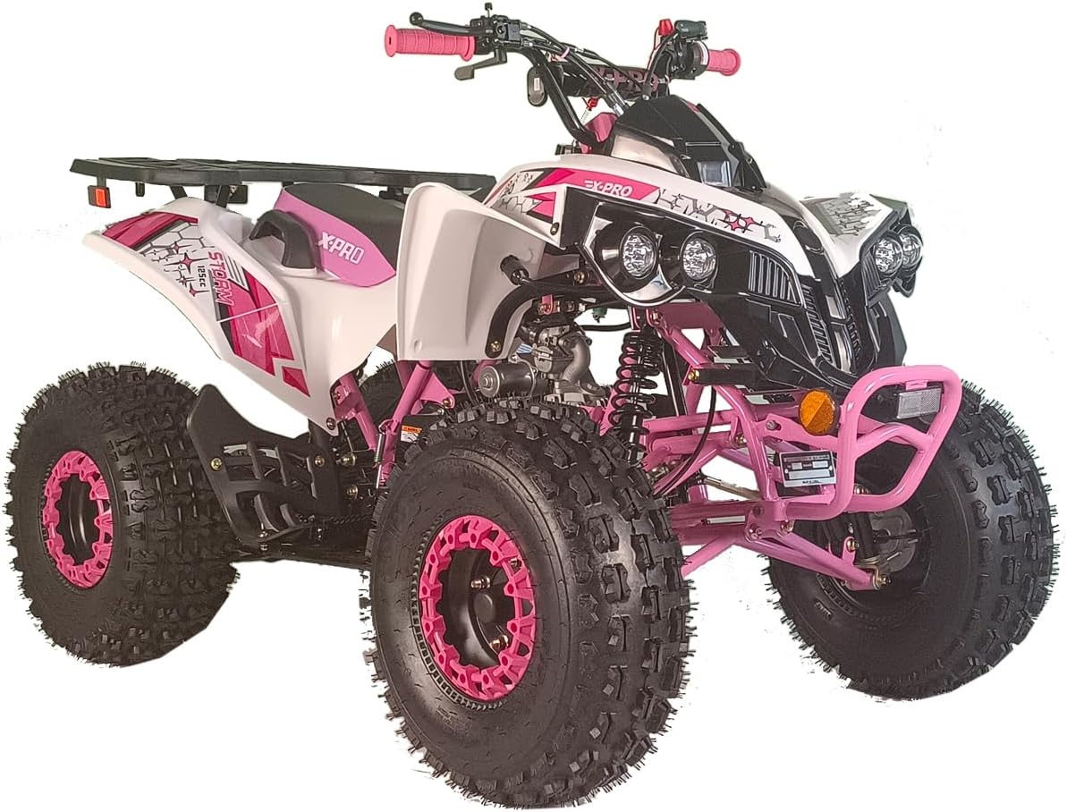 X-PRO 125cc ATV 4 Wheels Quad 125 ATV Quads, Big 19"/18"Tires! (Pink, Factory Package)