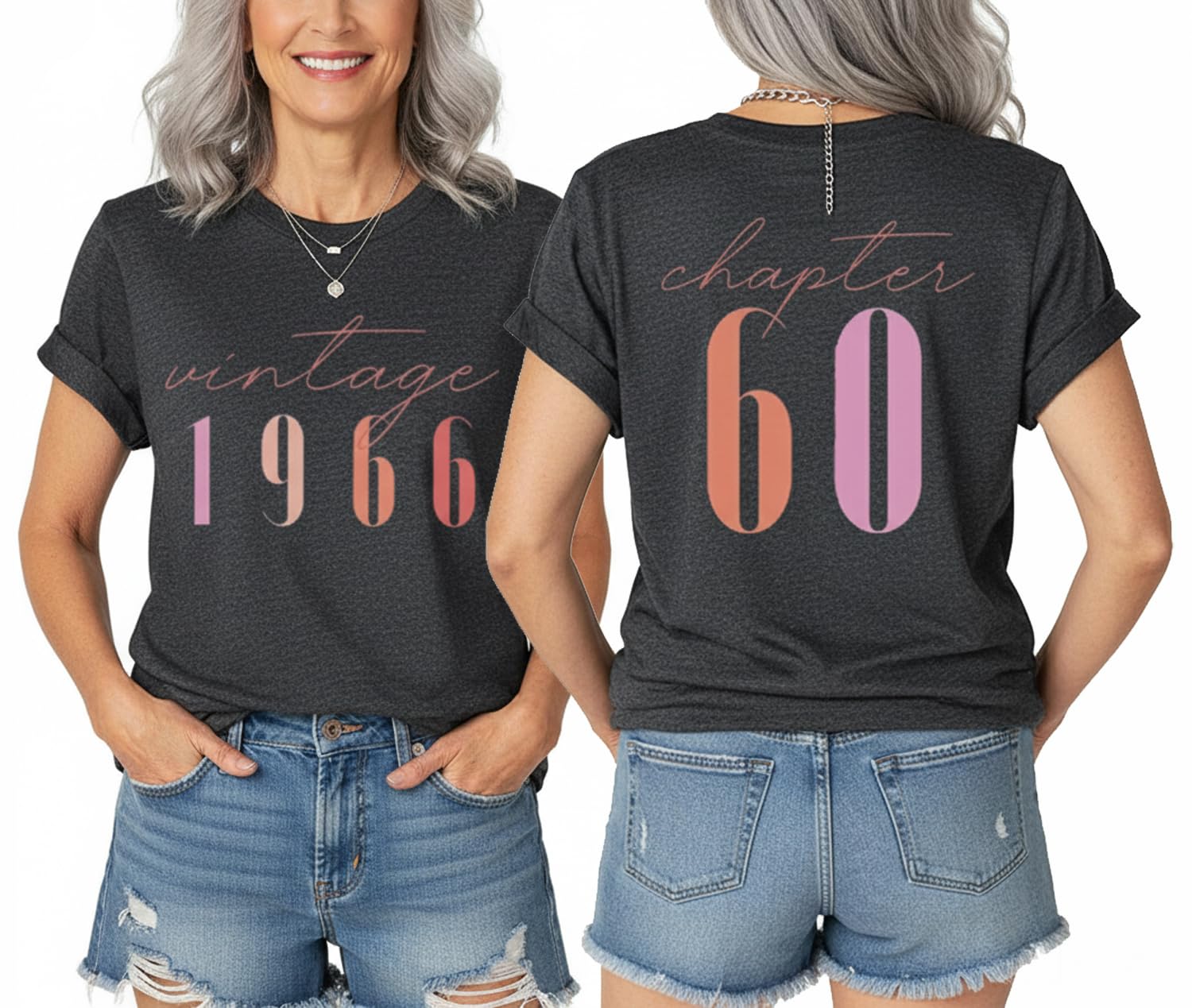 60th Birthday Gift for Women Vintage 1966 Shirts for Her Cute Retro BD Tops Letter Print Short Sleeve Casual Tee