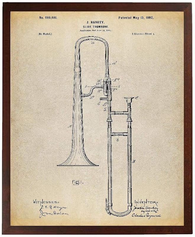 Slide Trombone Patent Poster Art Print Music Room Decor Band Director Jazz Art Trombone Art TNP52
