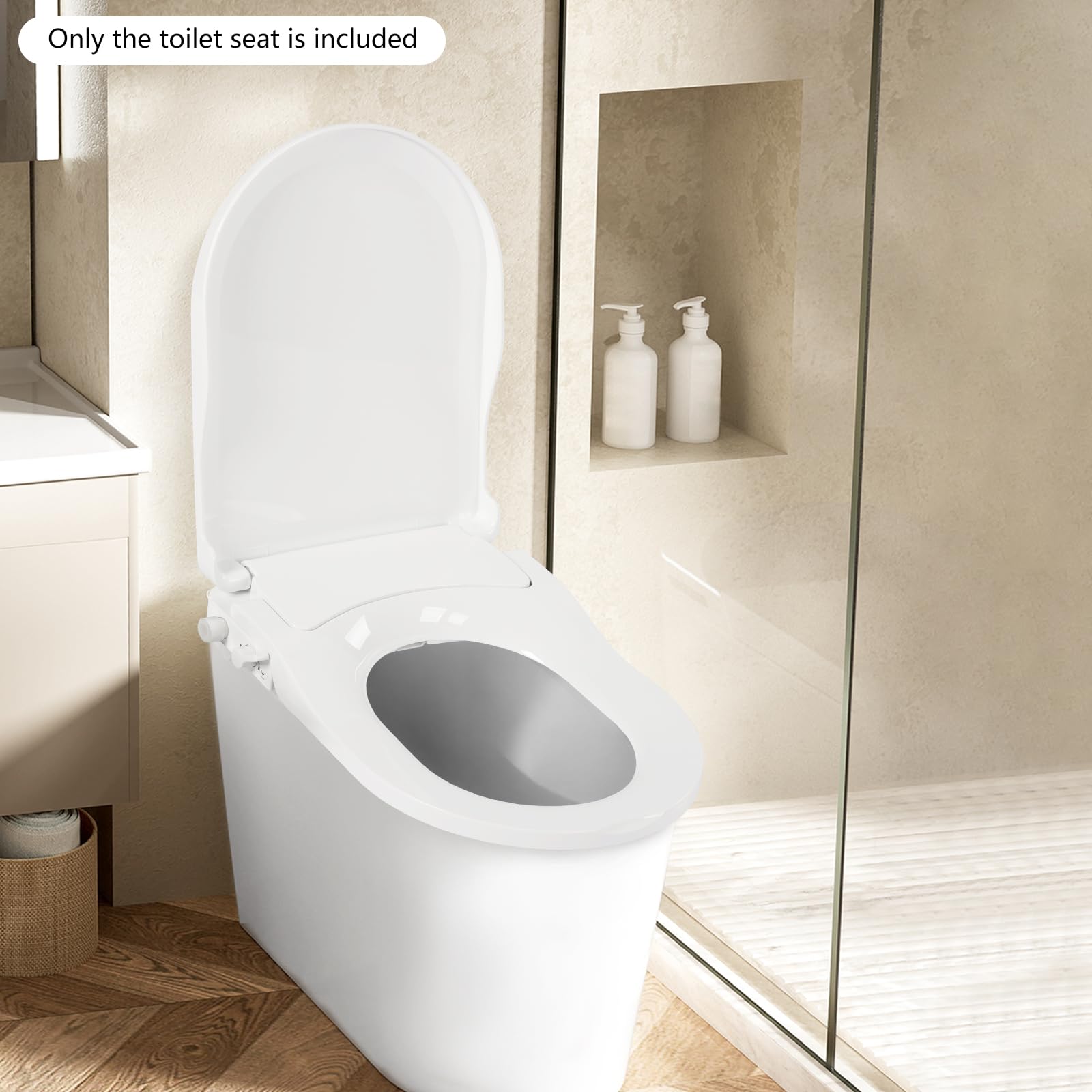 Deska sedesowa prysznicowa z funkcją bidetu, deska sedesowa, wbudowany bidet, nakładka na bidet, antybakteryjna deska sedesowa, do prysznica, prysznic damski