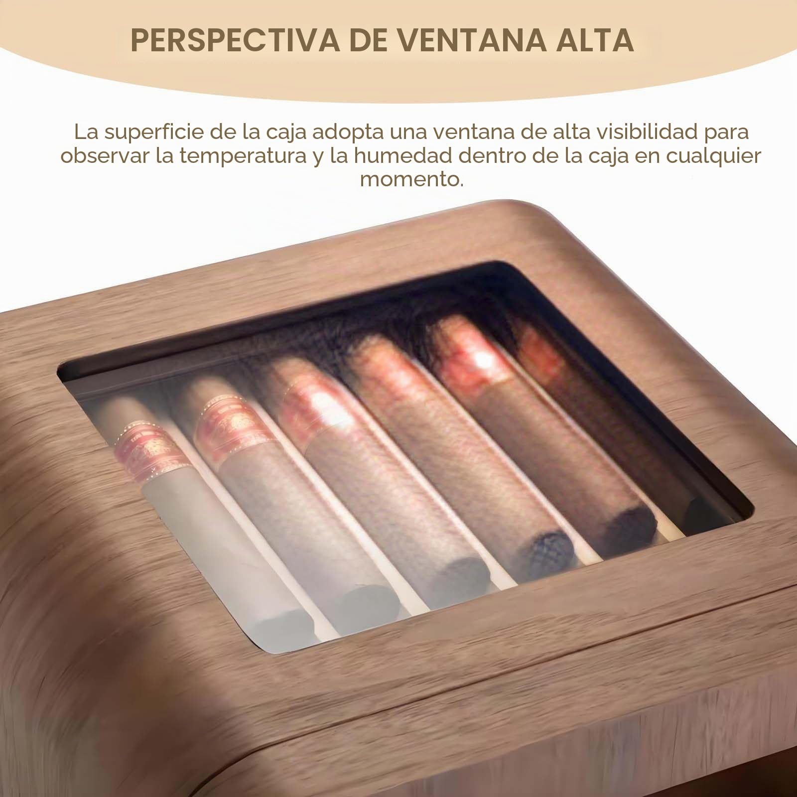 Humidificador eléctrico Inteligente para Puros, silencioso y de Temperatura Constante, con Estante y cajón de Cedro para 110 Puros. B