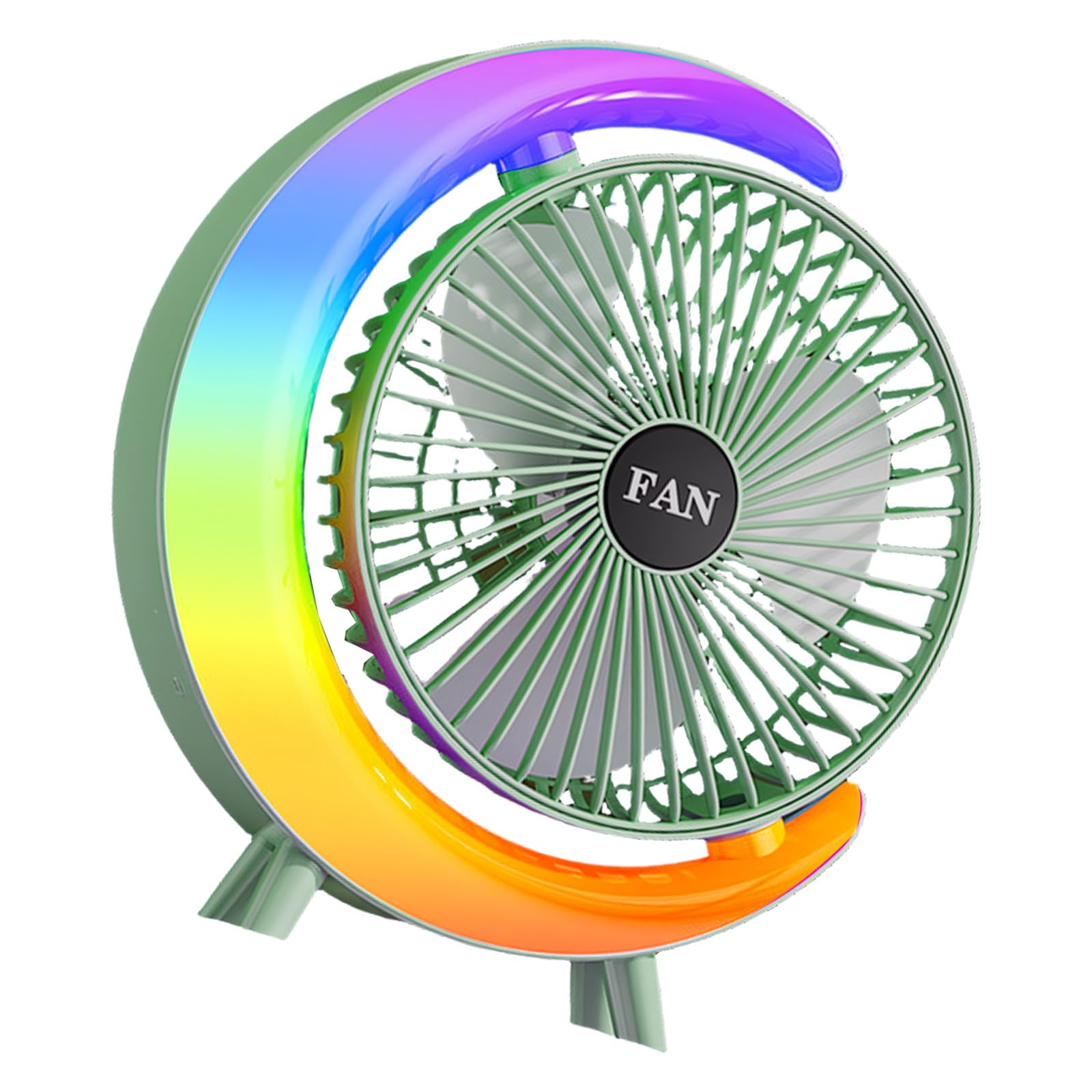 kokdid Powerful Rechargeable Portable Shaking Head Desktop Fan with LED Light Low Noise for Bedroom Dorm Camping Kitchen