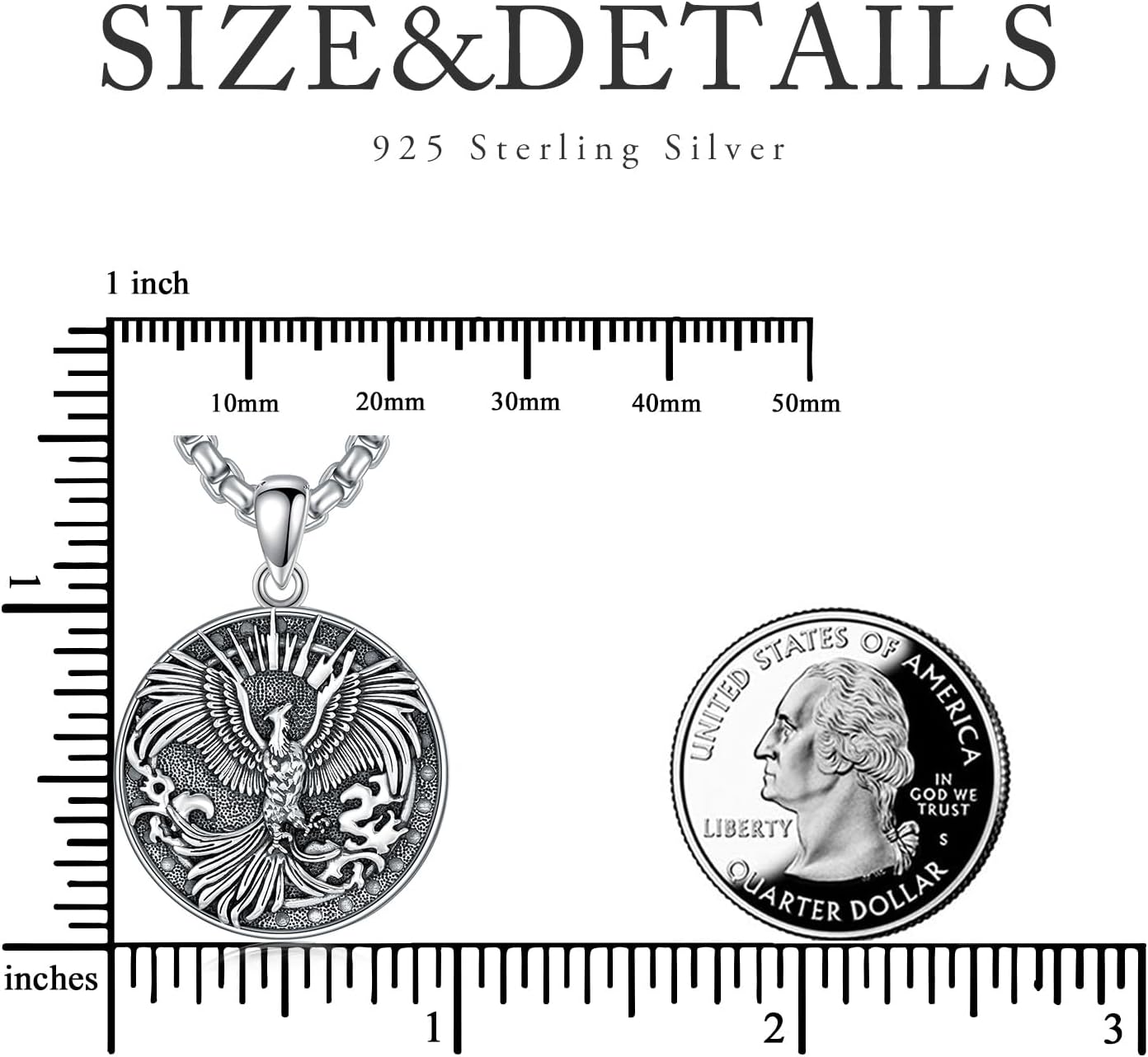 Phoenix Necklace 925 Sterling Silver Rising Phoenix Pendant Jewelry for Men Women - Image 5