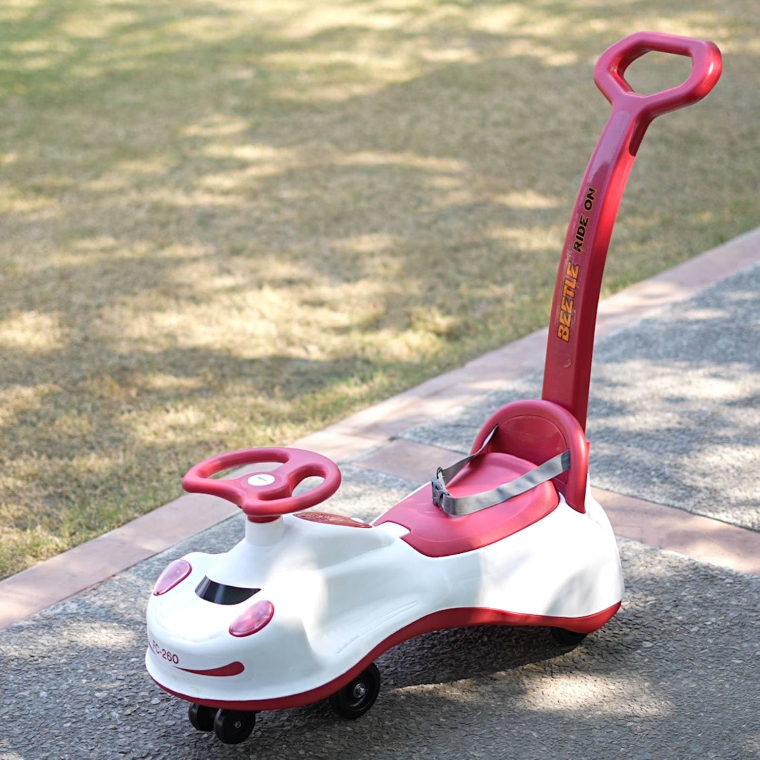 eHomeKart Fun Ride Beetle Swing Car Rider with Parental Handle -Beetle Twist and Swing Magic Car Ride On for Kids with Steering Music and Lights Age 3+ (Red) 3