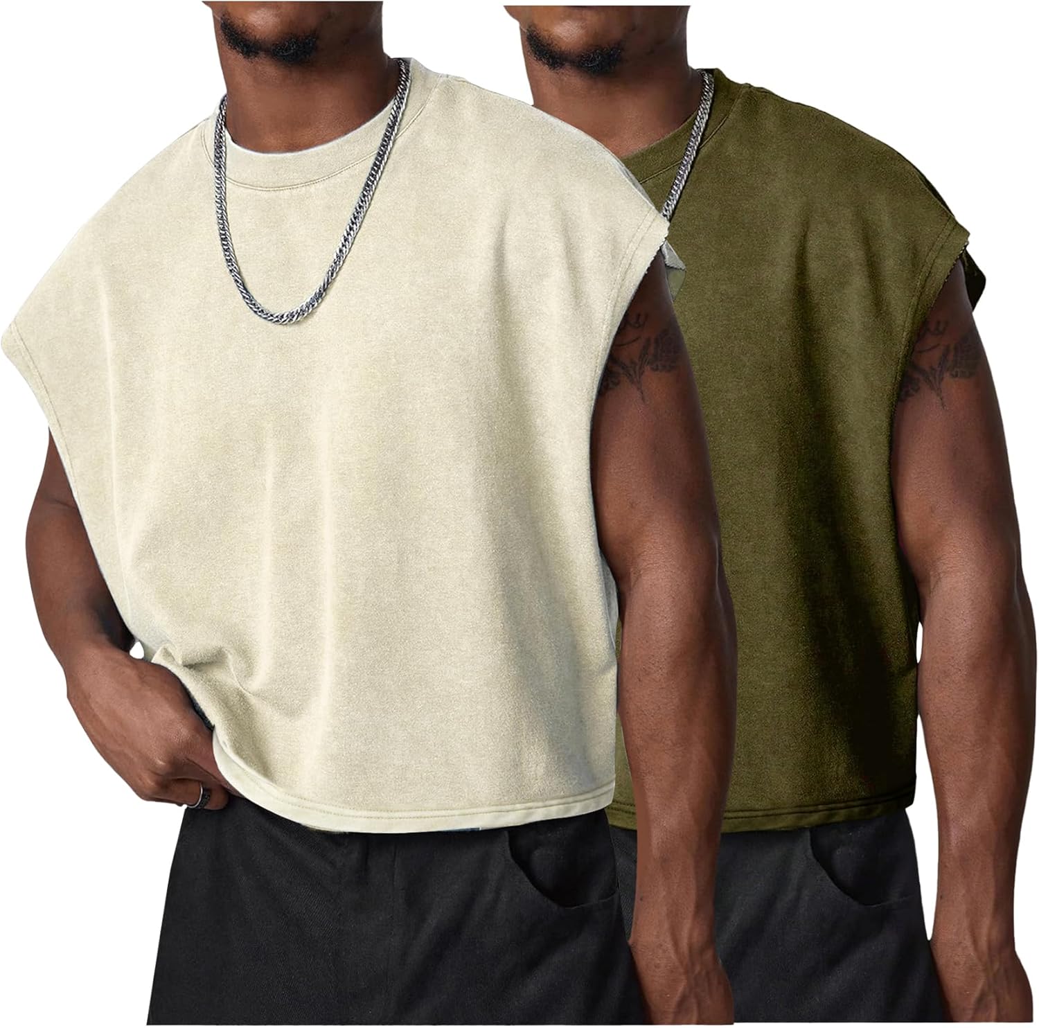 Wyeysyt Men's Crop T Shirts Dolman Sleeve Acid Wash Tank Tops Vintage Loose Pullover Tops