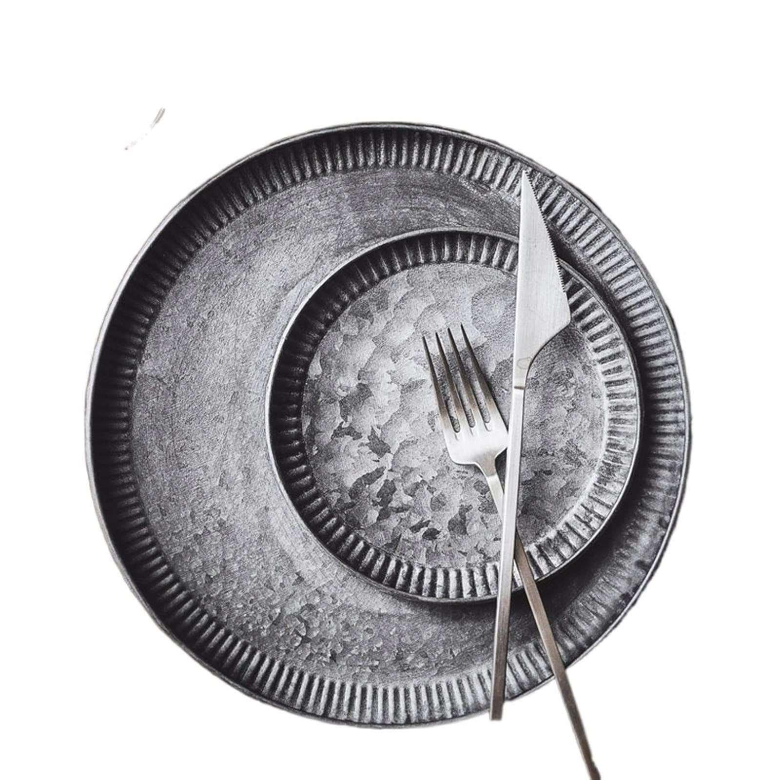 Metalowa taca do serwowania w stylu vintage, retro, okrągła, żelazna taca na desery, ciasta, suszone owoce, antyczna dekoracja kuchni, stylowe rozwiązanie do przechowywania