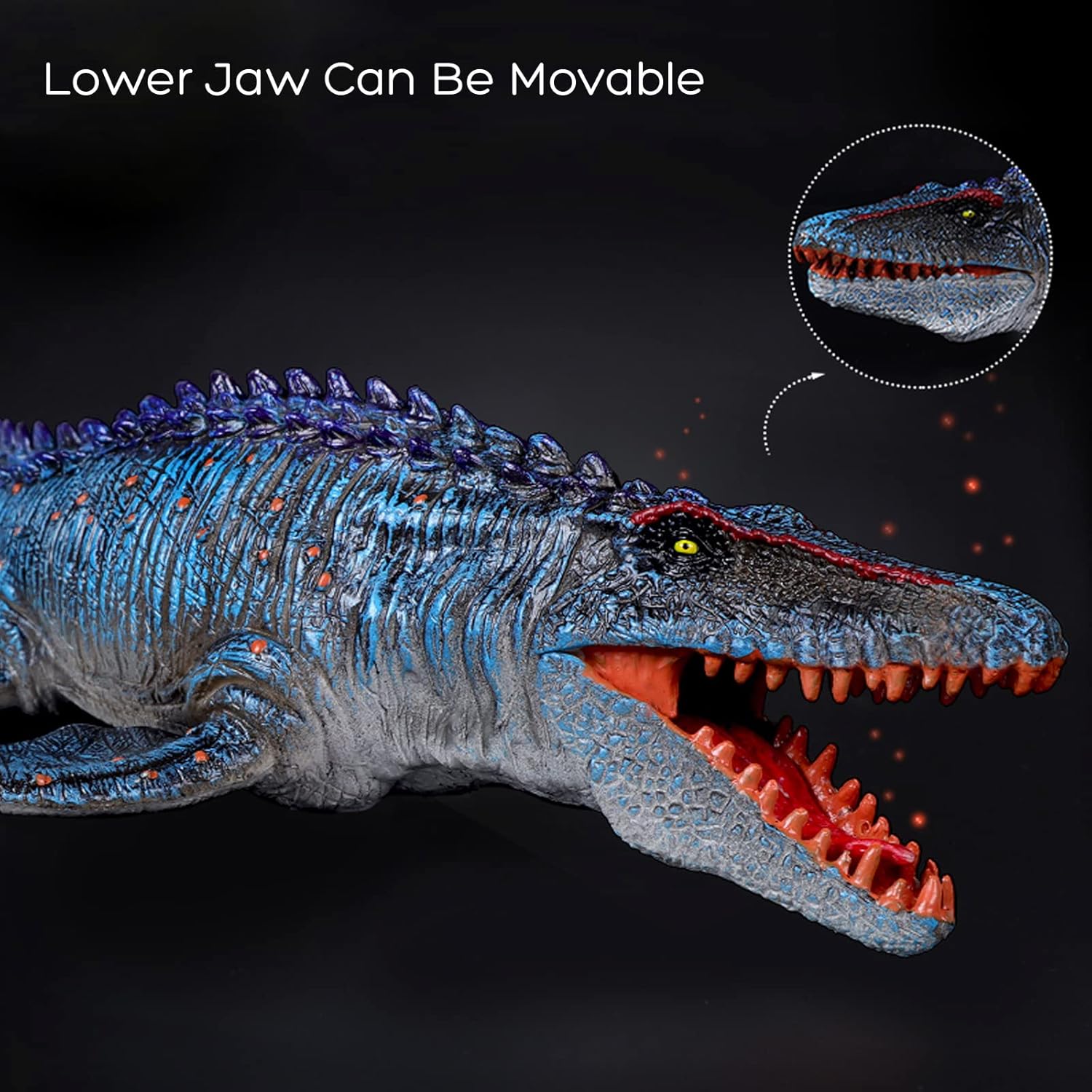 JOKFEICE Realistic Animal Figures Mosasaurus Solid Sea Animal Toy, Science Project, Cake Topper, Early Educational Toys Birthday for Toddlers Kids Age 3 4 5(Large Size)